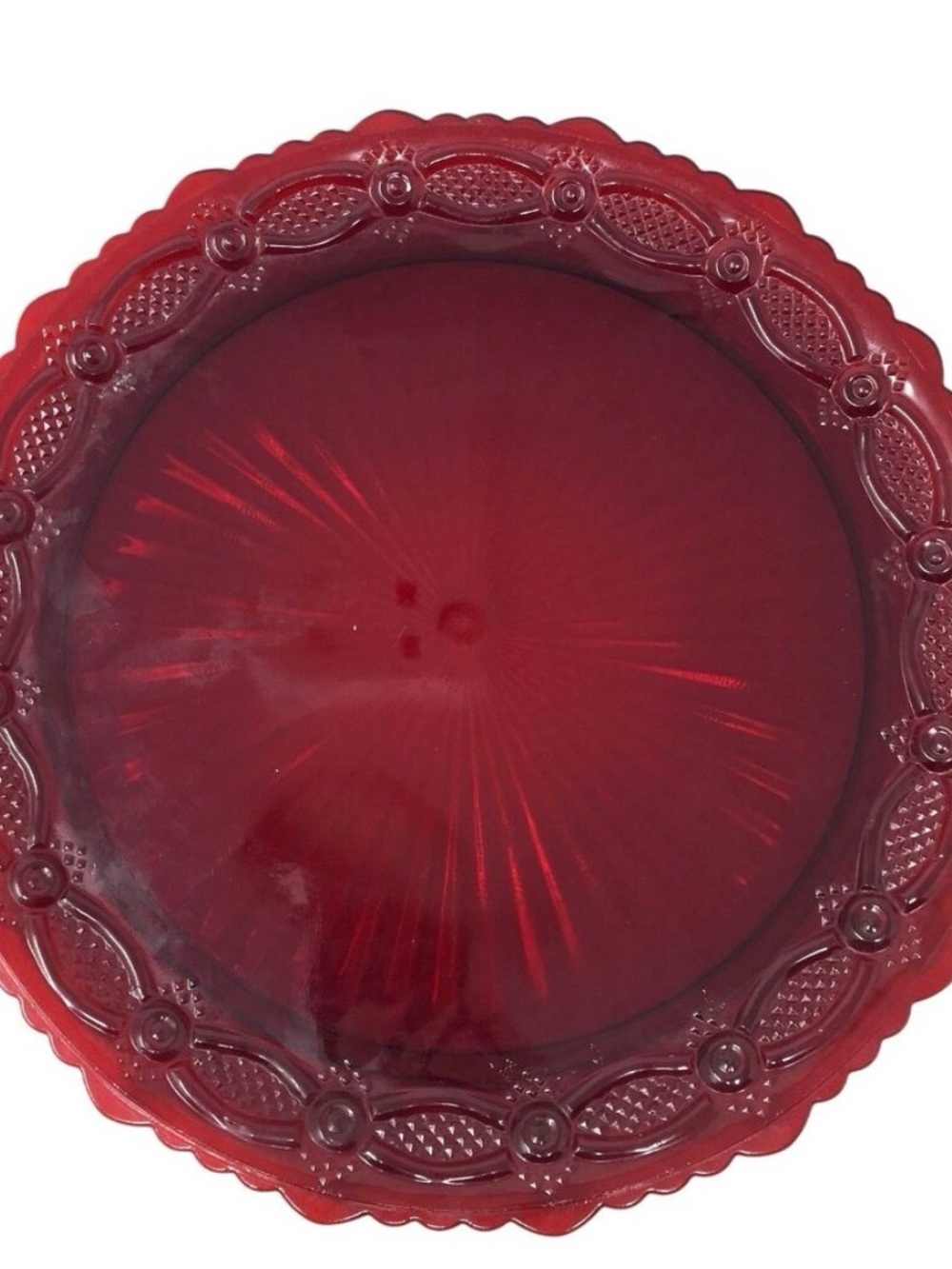 Avon Red Glass Dinner Plate set of 4